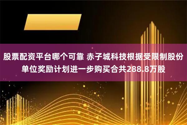 股票配资平台哪个可靠 赤子城科技根据受限制股份单位奖励计划进一步购买合共288.8万股